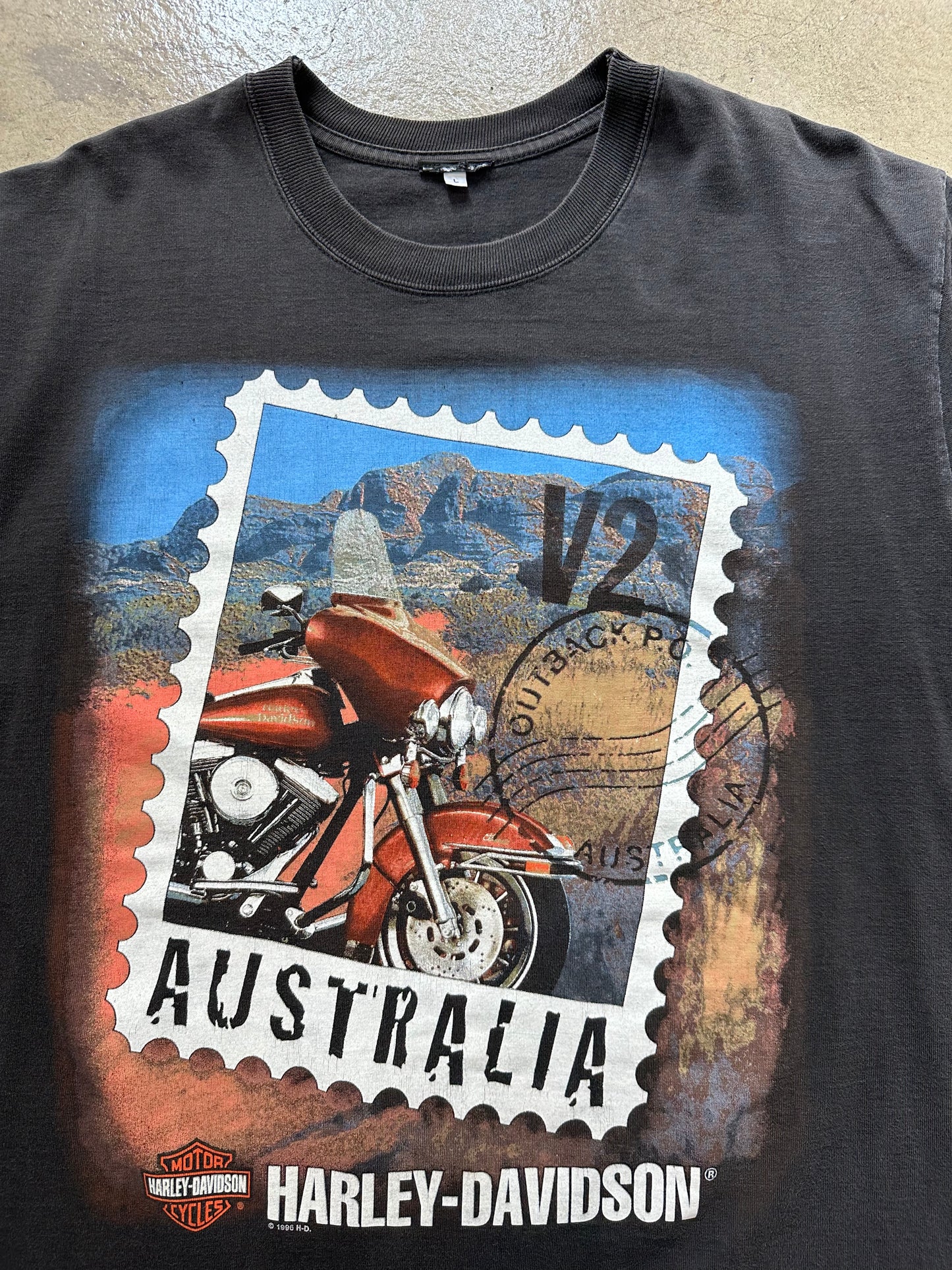 1997 HARLEY DAVIDSON AUSTRALIA STAMP TEE(L)