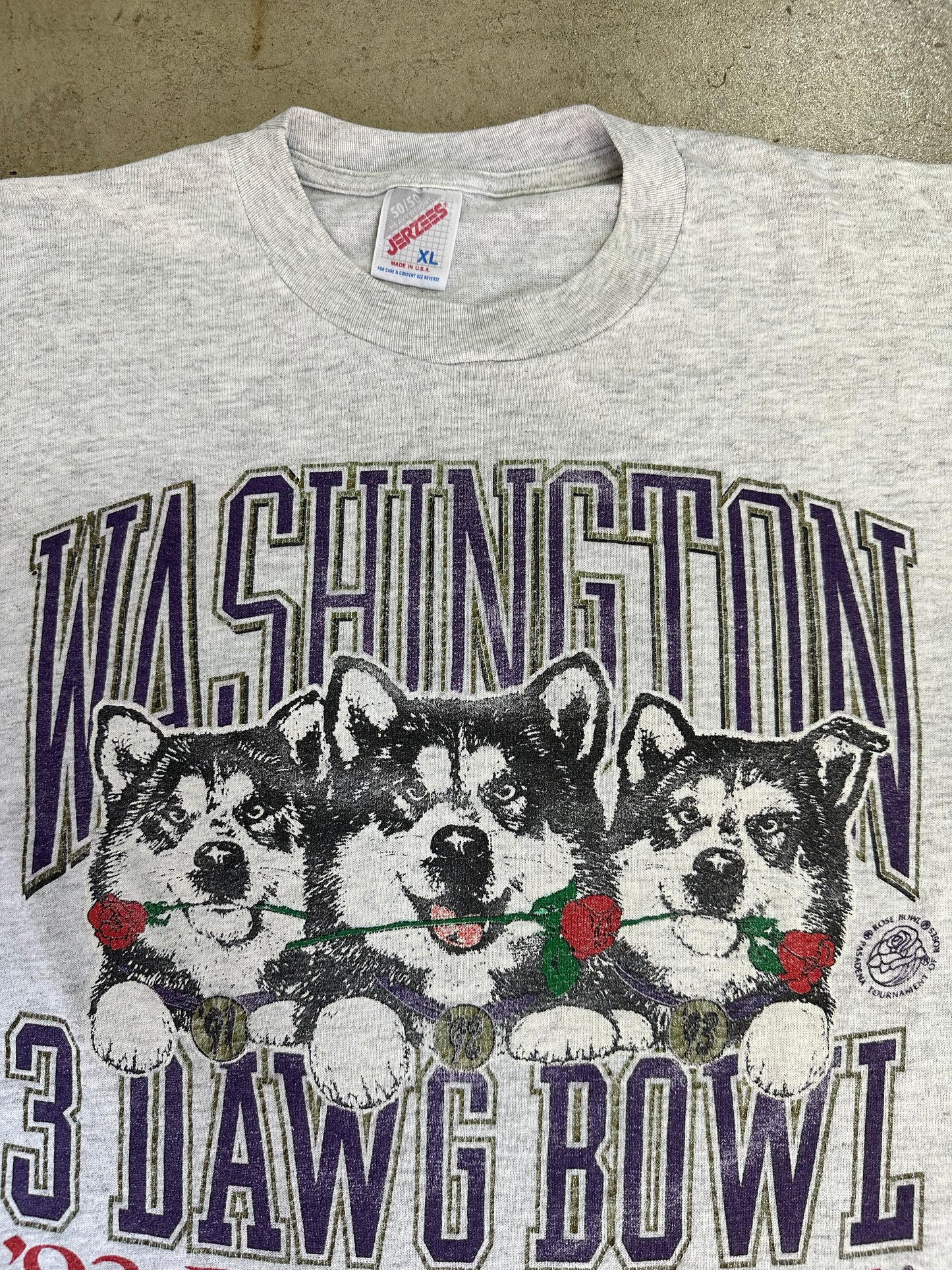 1993 WASHINGTON HUSKIES ROSE BOWL TEE(XL)