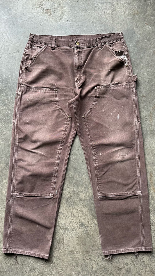 (38X32)FADED BROWN CARHARTT DOUBLE KNEES