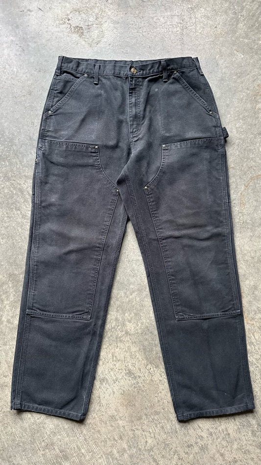 (36X32)BLACK CARHARTT DOUBLE KNEES