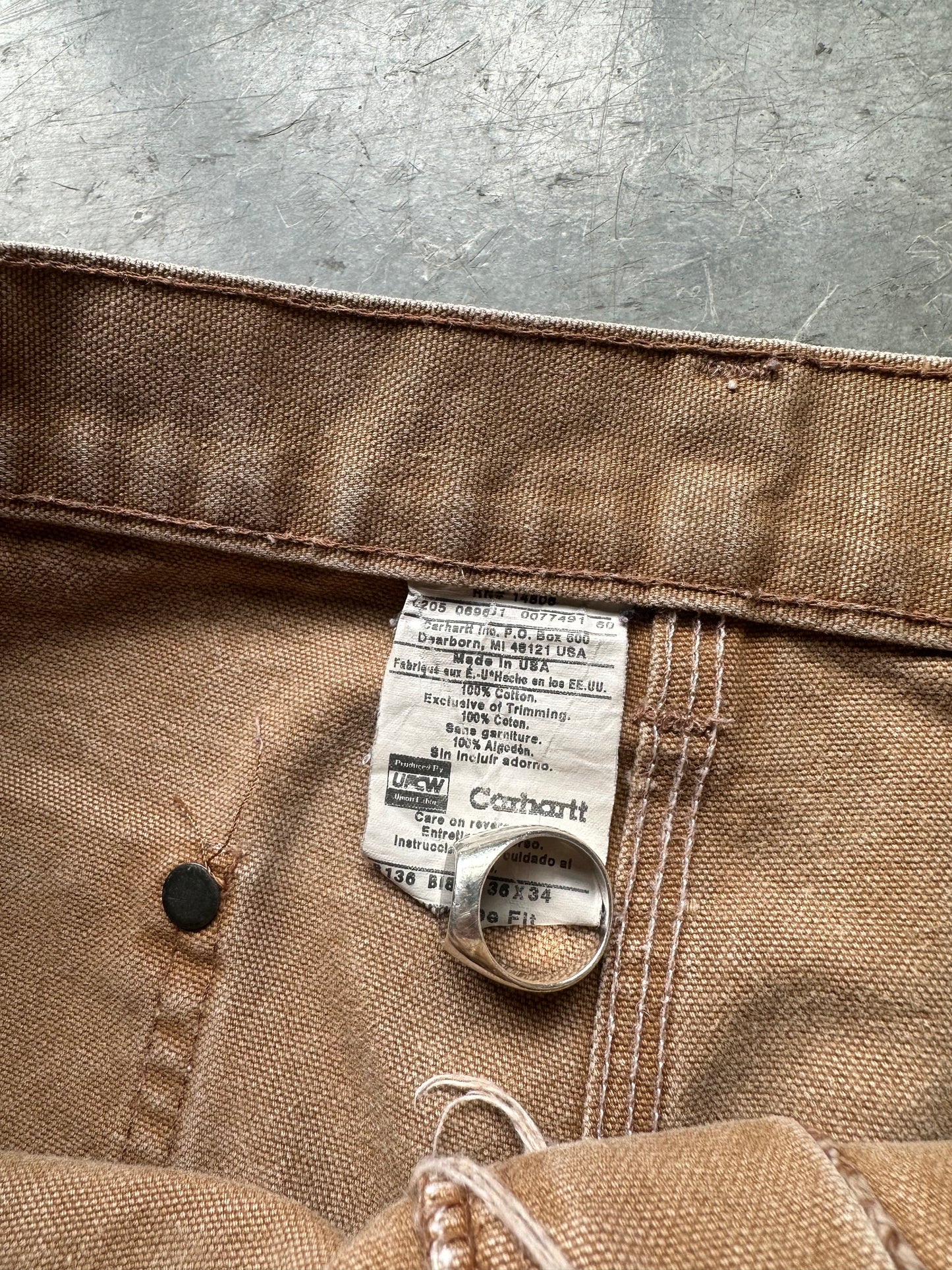 (36X34)FADED TAN CARHARTT DOUBLE KNEES