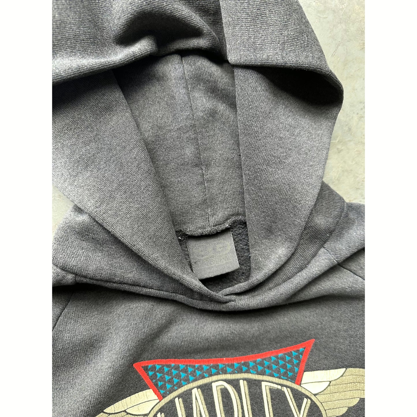 1991 FADED HARLEY DAVIDSON 3D EMBLEM HOODIE(M)